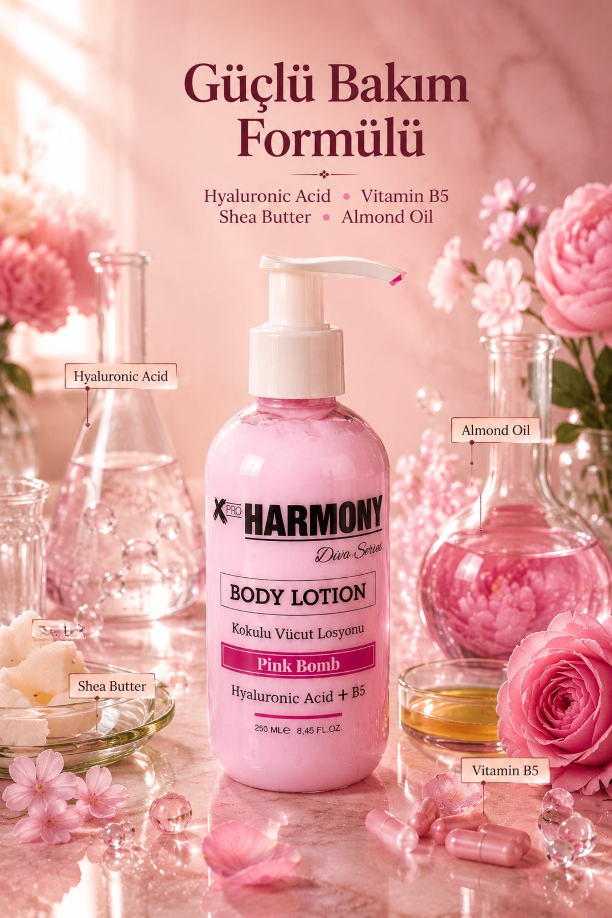 Pink Bomb Vücut Losyonu 250 ml | Yoğun Nemlendirici Body Lotion | Hyaluronic Acid + Vitamin B5