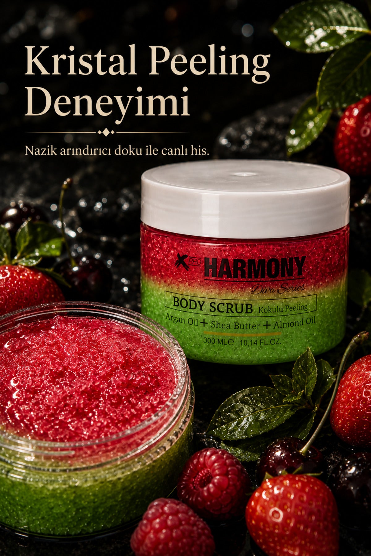 Forest Fruit Body Scrub 300 ml | Shea Butter + Argan Oil + Almond Oil İçeren Vücut Peelingi
