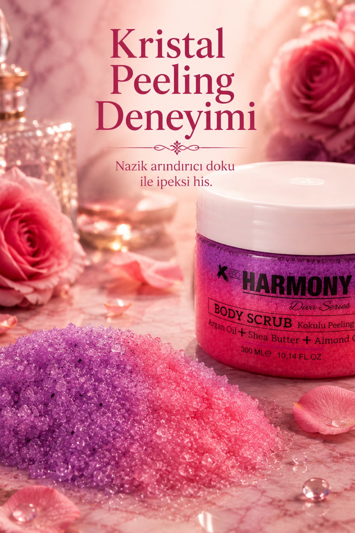 Pink Bomb Body Scrub 300 ml | Shea Butter + Argan Oil + Almond Oil İçeren Vücut Peelingi