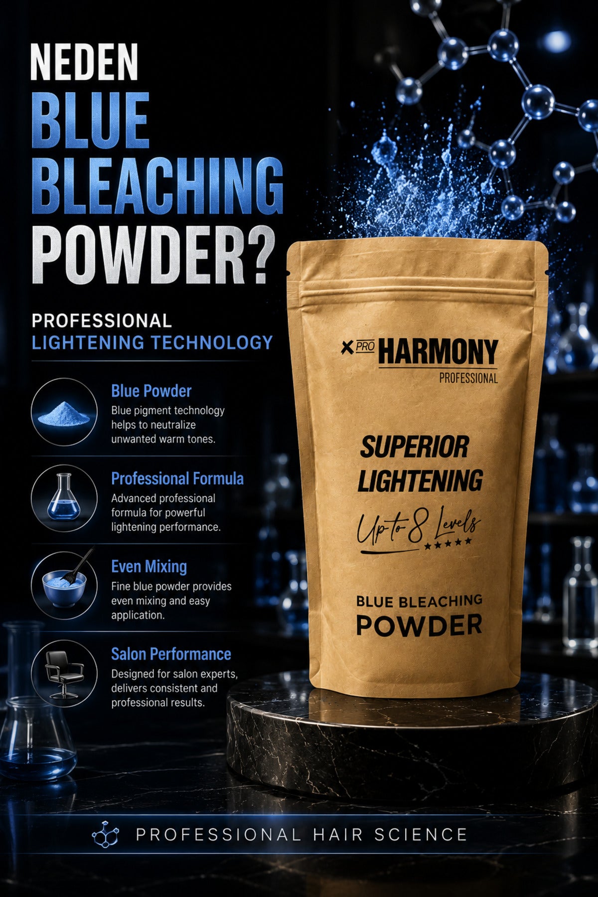 Superior Lightening Up to 8 Levels Blue Bleaching Powder Mavi Oryal Toz Açıcı