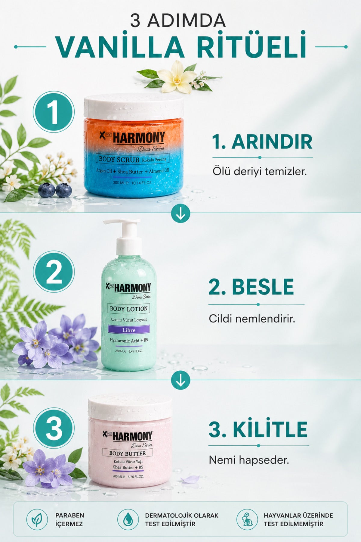 L-i-b-r-e Ritüeli 3’lü Vücut Bakım Seti 750 ml | Body Scrub + Body Lotion + Body Butter
