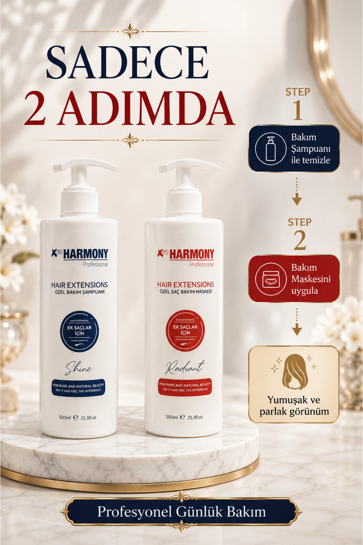 Hair Extensions Special Care Kit - Ek Saç Bakım Seti 2x500 ml