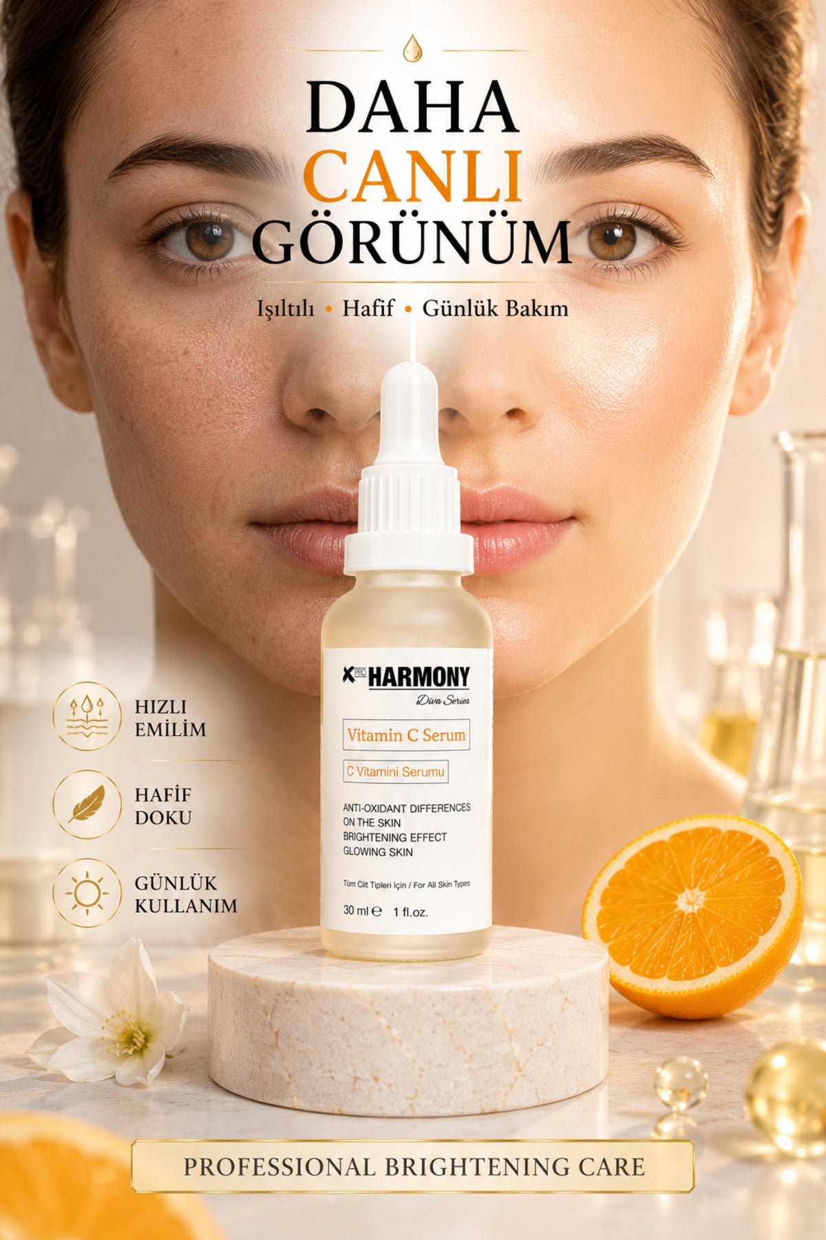 Vitamin C Serum Cilt Tonu Eşitleyici Aydınlatıcı Antioksidan Cilt Bakım Serumu 30 ml
