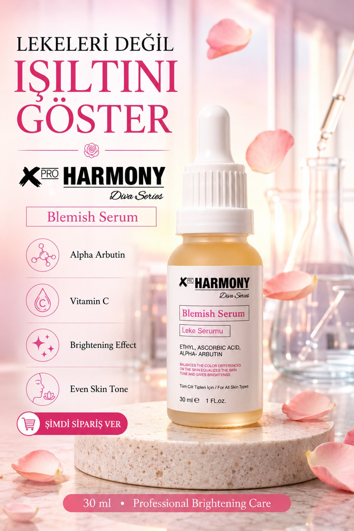 Leke Karşıtı Serum Alpha Arbutin & C Vitamini İçeren Aydınlatıcı Cilt Bakım Serumu 30 ml