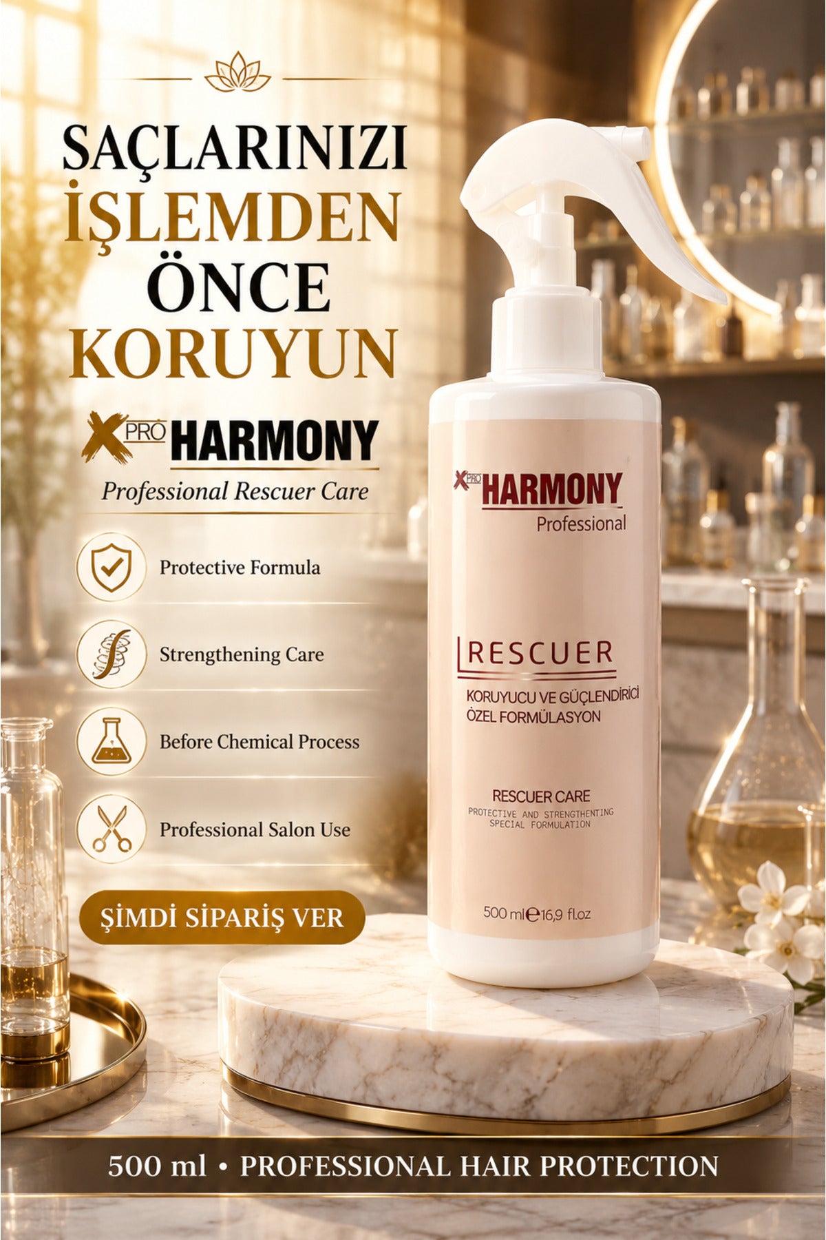 Rescuer 500ml | Yıpranmış Saç Onarımı | Renk Açma & Boya Öncesi Koruma | Keratin