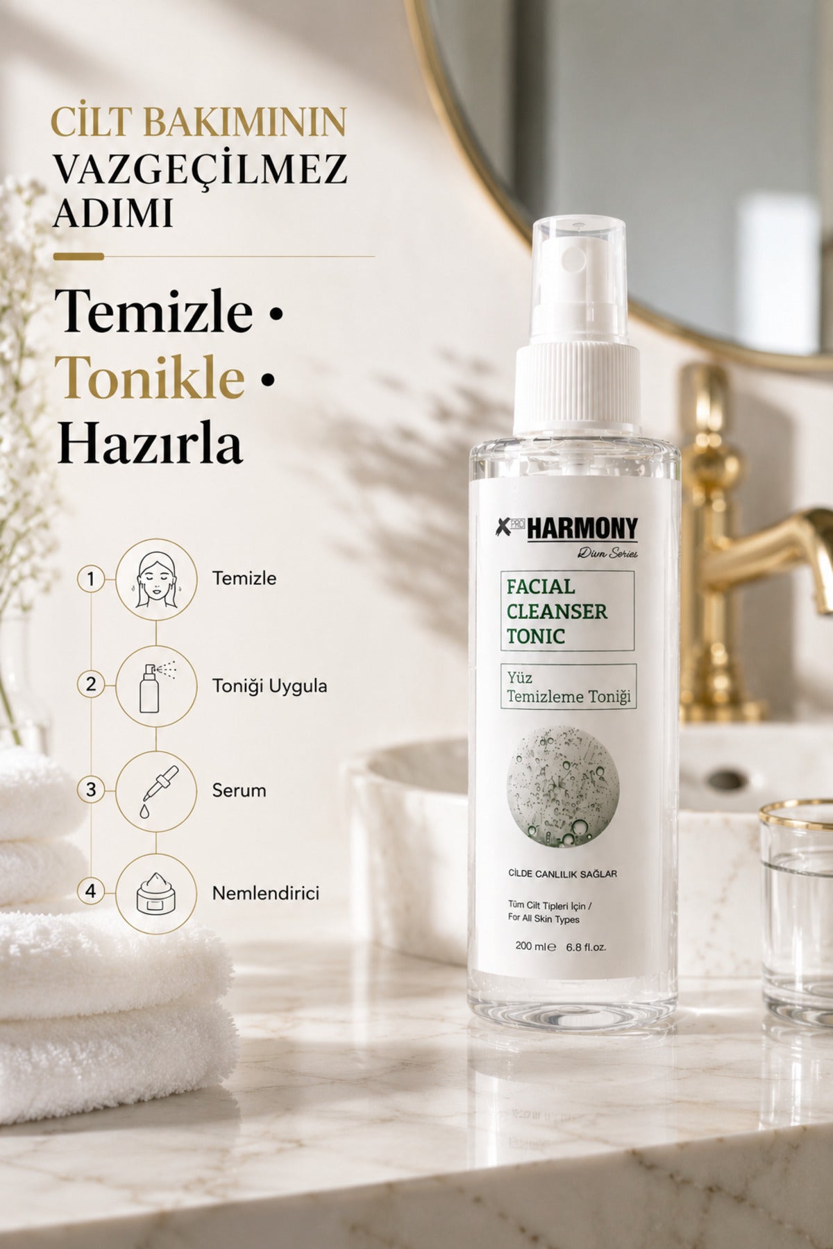 Yüz Temizleme Toniği 200 ml | Cildi Ferahlatan ve Canlandıran Günlük Tonik | Tüm Cilt Tipleri