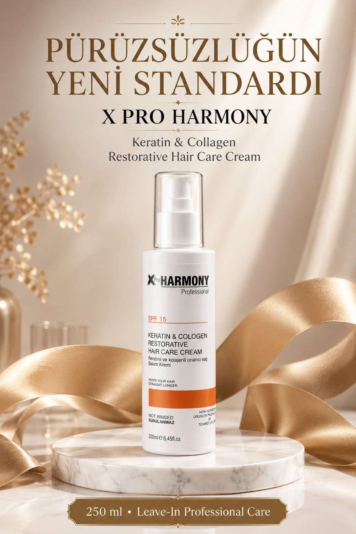 SPF 15 Keratinli ve Kolajenli Onarıcı Durlanmayan Saç Bakım Kremi 250 ml