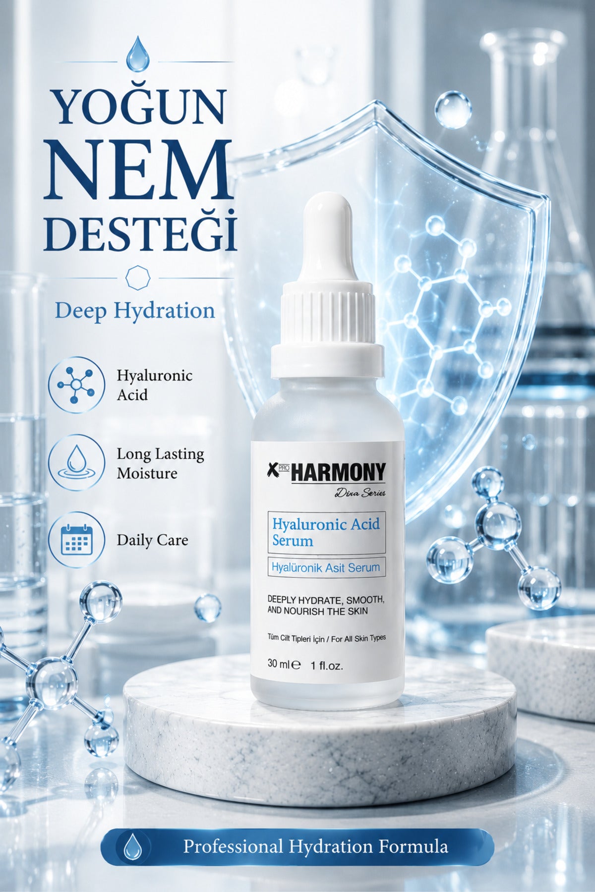 Hyaluronic Acid Serum Yoğun Nem Veren Dolgun Görünüm Sağlayan Cilt Bakım Serumu 30 ml
