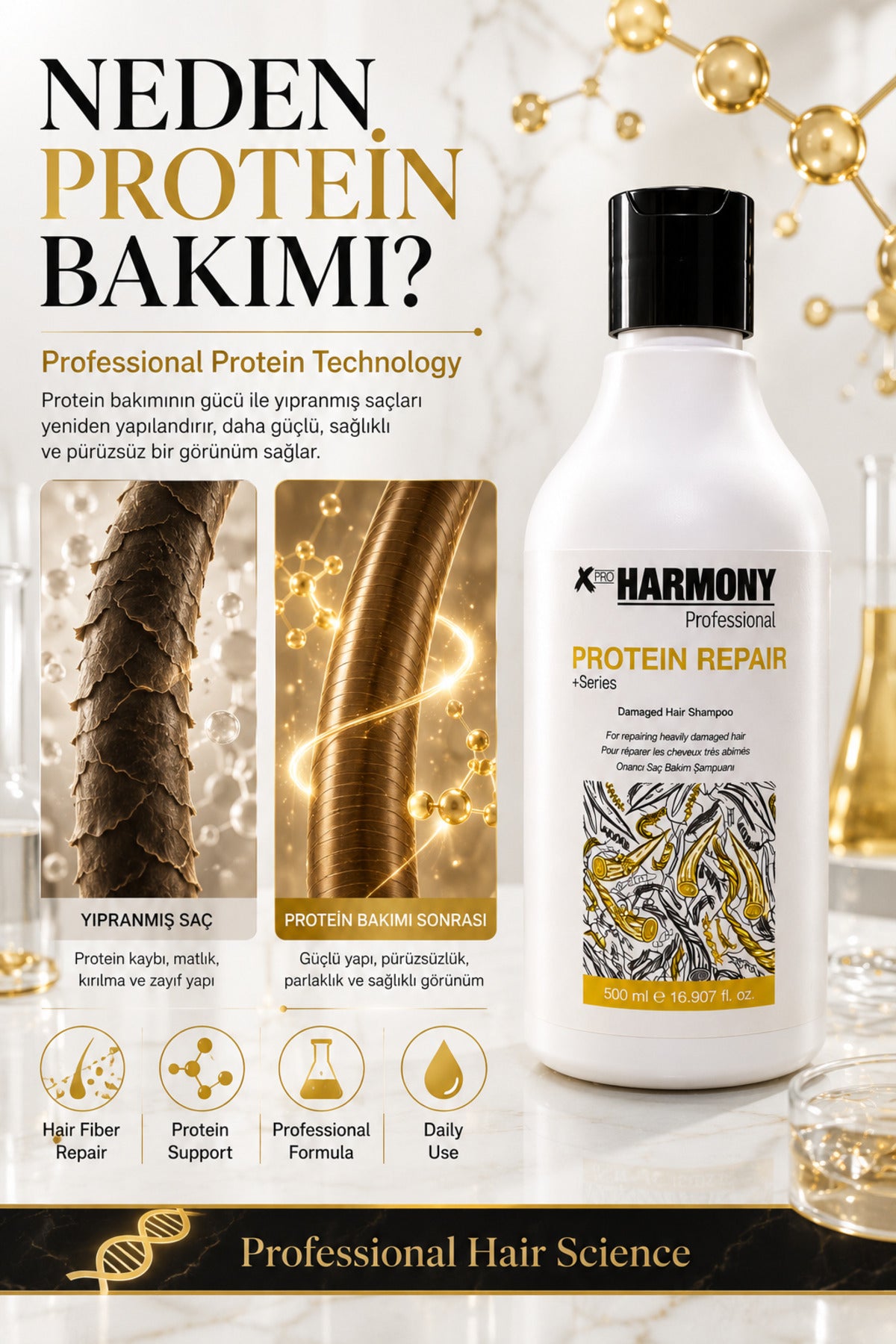 Protein Repair Hair Shampoo Onarıcı Saç Bakım Şampuanı 500 ml