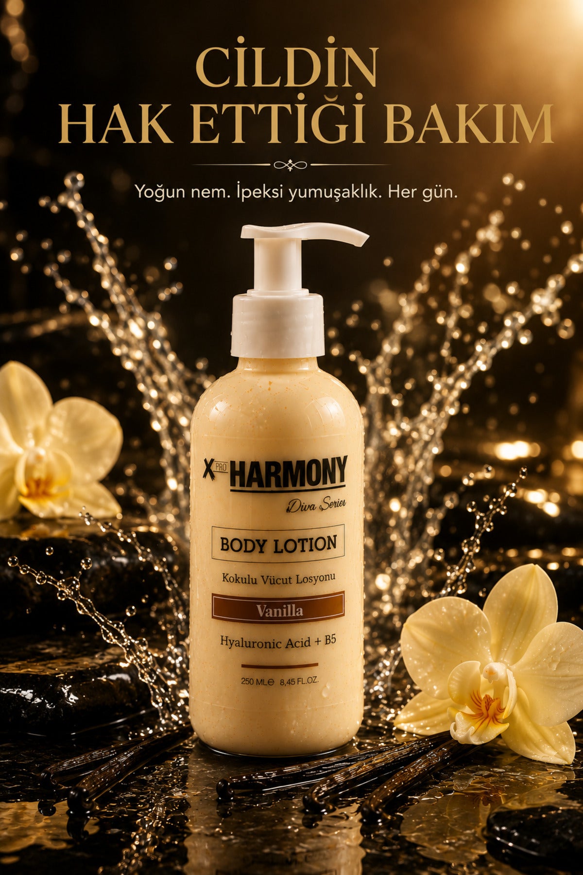 Vanilla Vücut Losyonu 250 ml | Yoğun Nemlendirici Body Lotion | Hyaluronic Acid + Vitamin B5