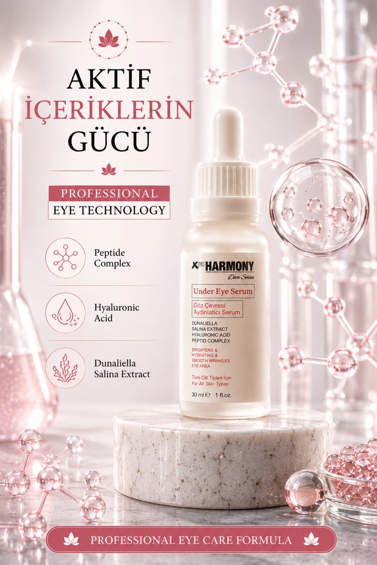 Peptide Complex Göz Çevresi Aydınlatıcı Serum 30 ml | Hyaluronik Asit Destekli Yoğun Nem & Canlı Bakış Etkisi