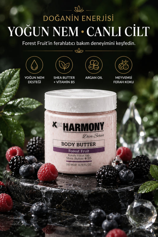 Fruit Body Butter 200 ml | Shea Butter + Vitamin B5 + Argan Oil İçeren Yoğun Nemlendirici Vücut Bakım Kremi