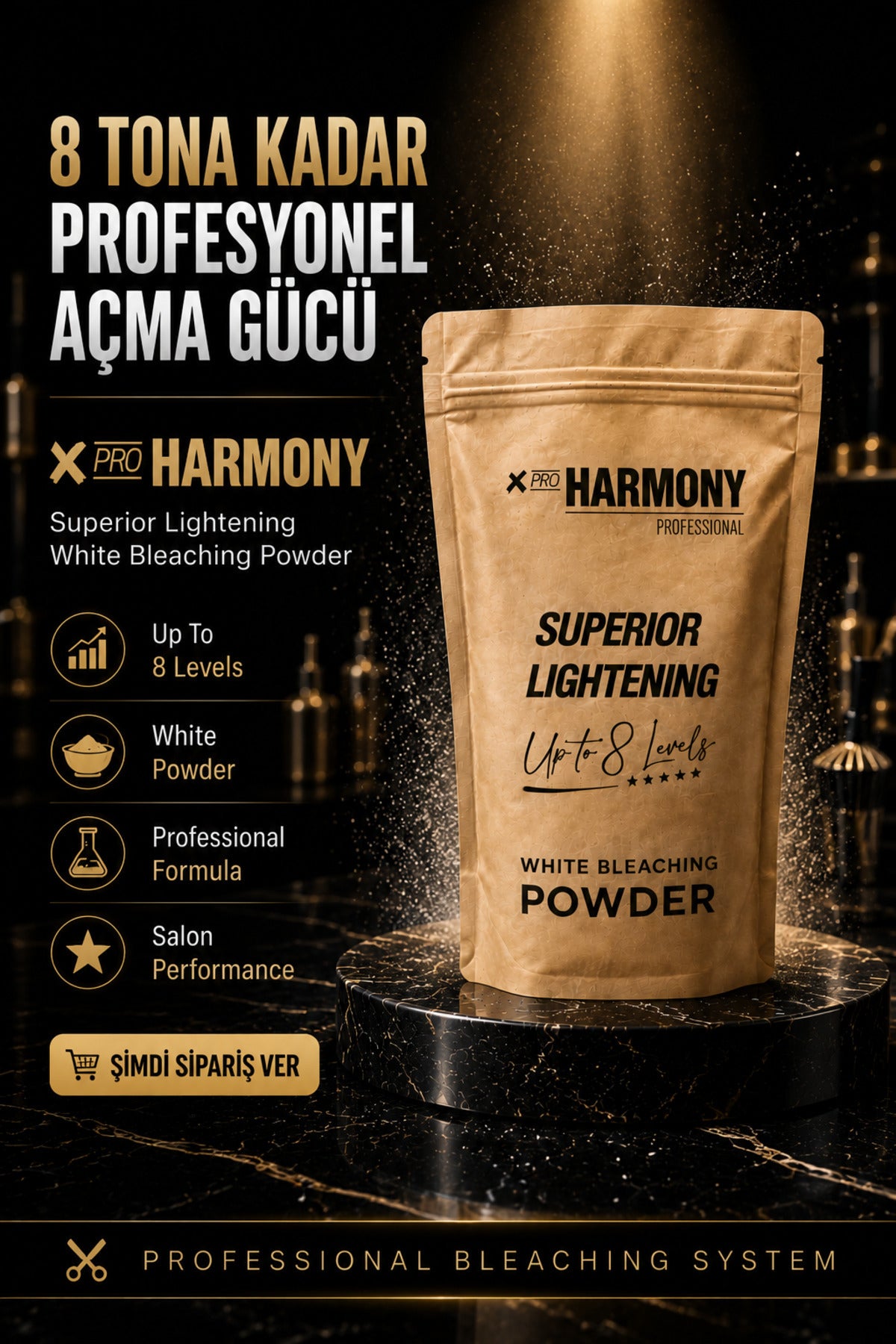 Superior Lightening Up to 8 Levels White Bleaching Powder Beyaz Oryal Toz Açıcı