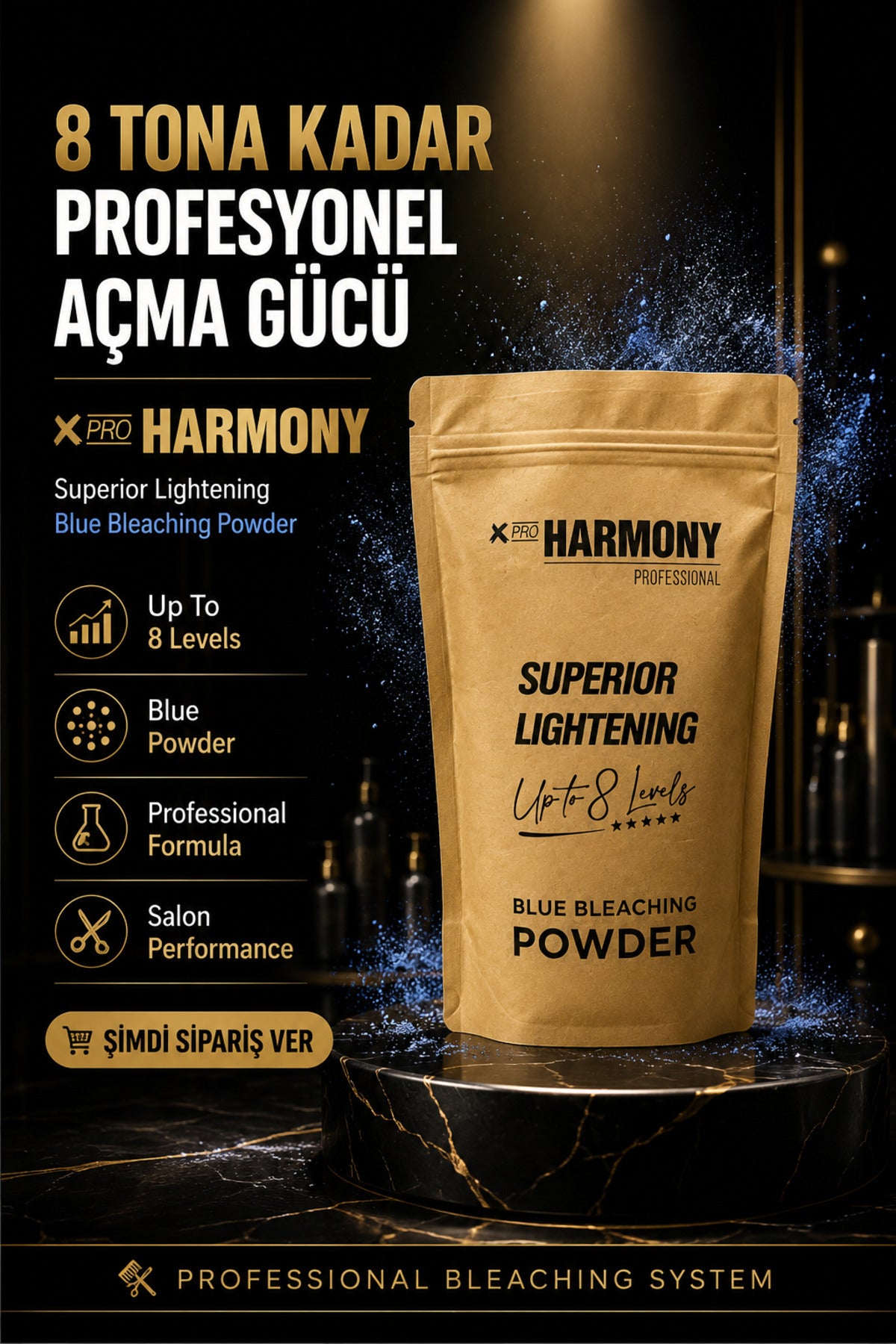 Superior Lightening Up to 8 Levels Blue Bleaching Powder Mavi Oryal Toz Açıcı