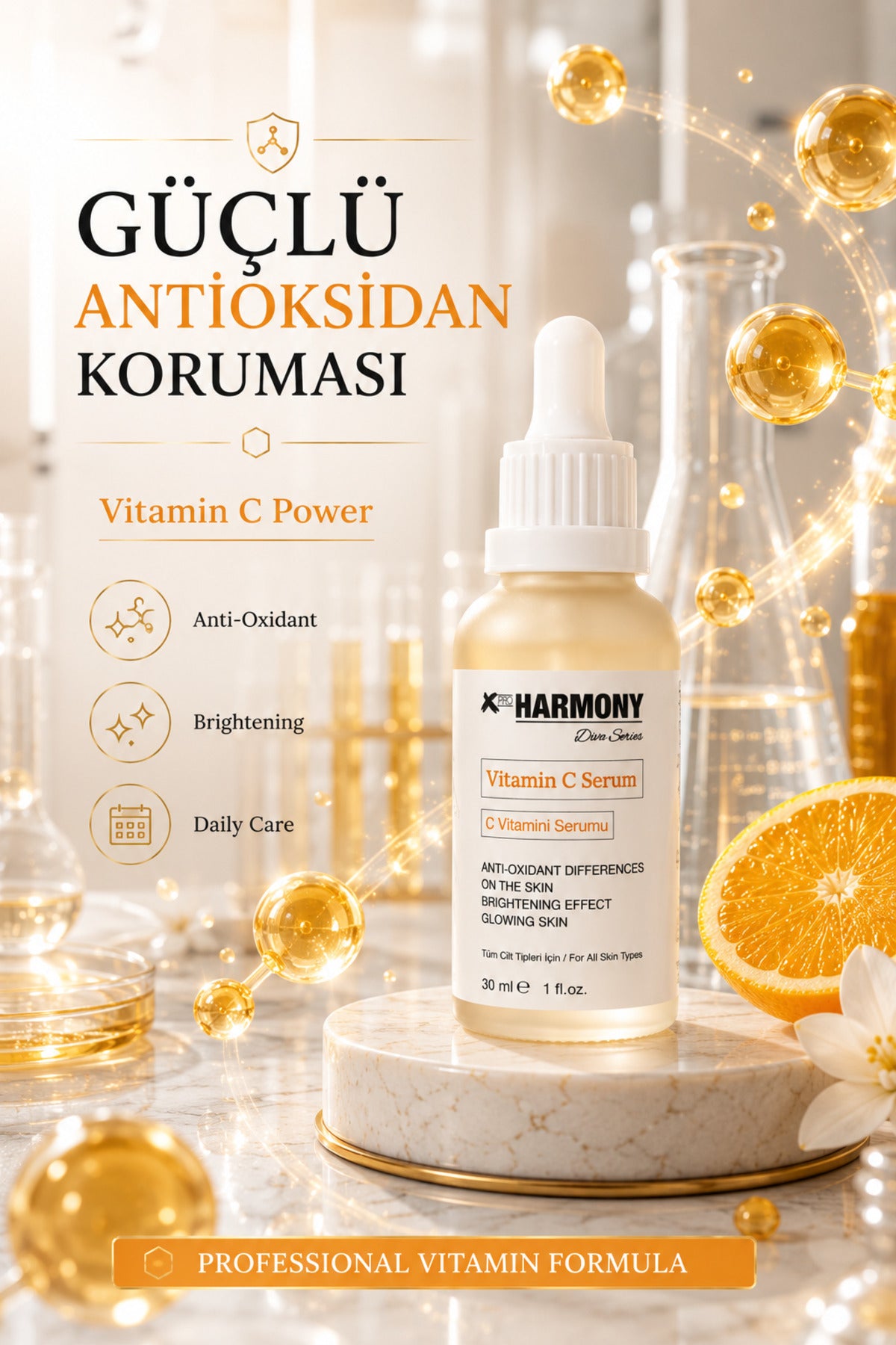 Vitamin C Serum Cilt Tonu Eşitleyici Aydınlatıcı Antioksidan Cilt Bakım Serumu 30 ml