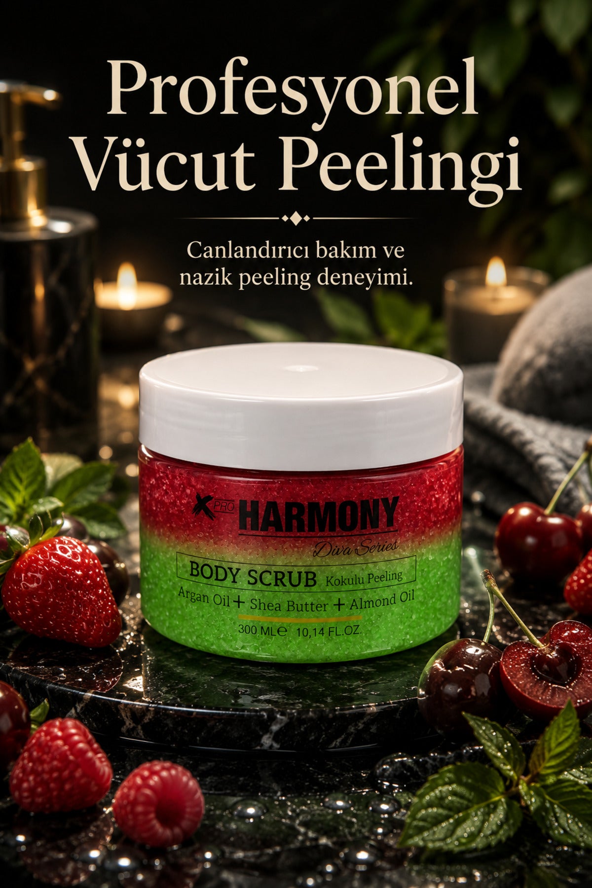 Forest Fruit Body Scrub 300 ml | Shea Butter + Argan Oil + Almond Oil İçeren Vücut Peelingi