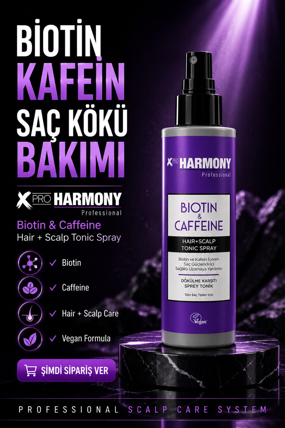 XPRO Harmony Biotin Kafein Saç Spreyi - Dökülme Karşıtı Tonik - Saç Çıkarıcı 250ml