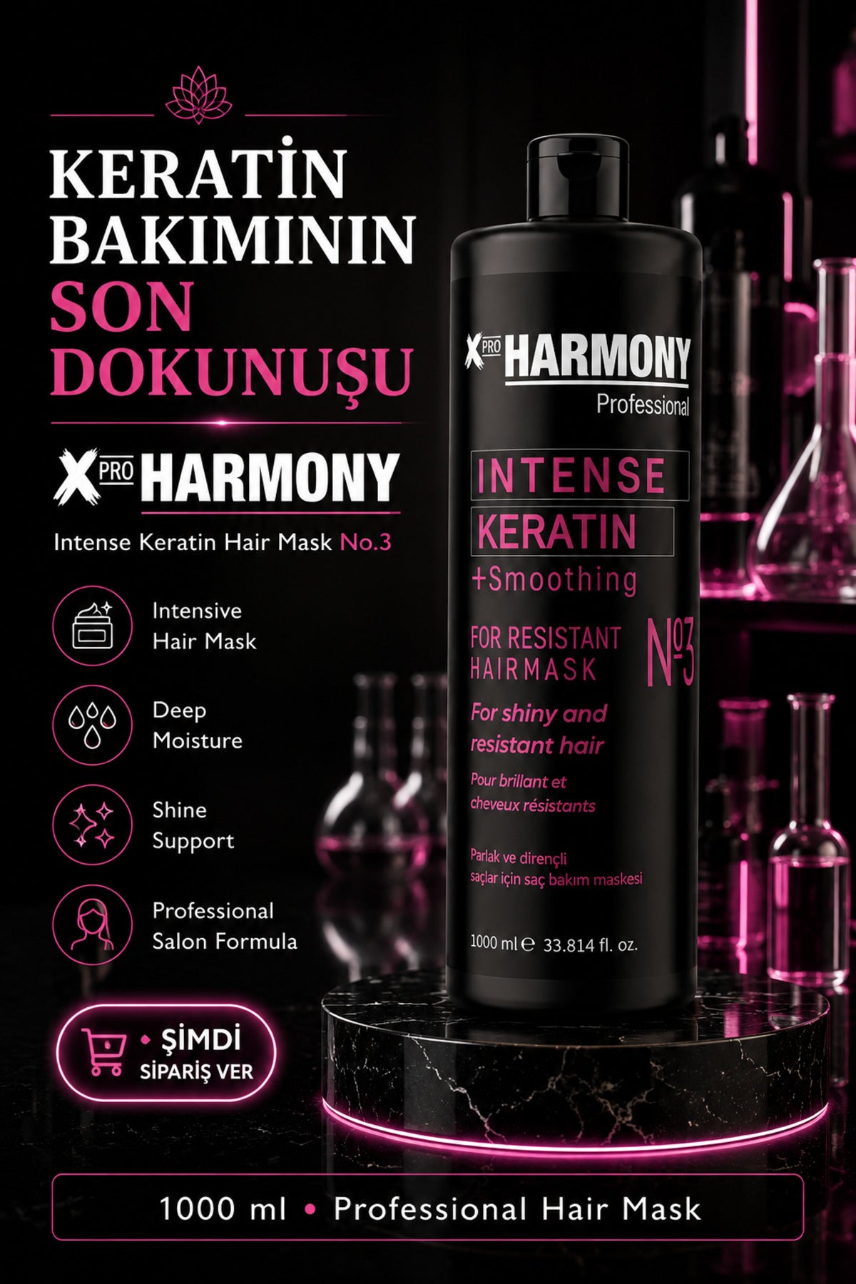 İntense Keratin No 3 Smoothing Hair Mask Maske 1000ml