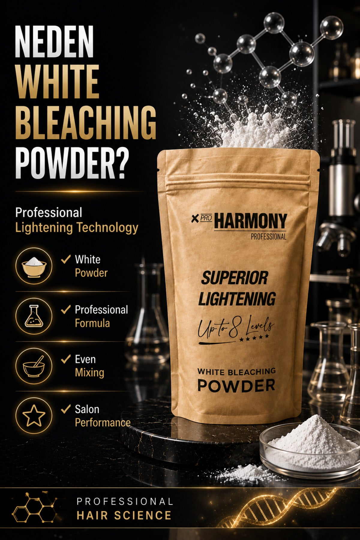 Superior Lightening Up to 8 Levels White Bleaching Powder Beyaz Oryal Toz Açıcı