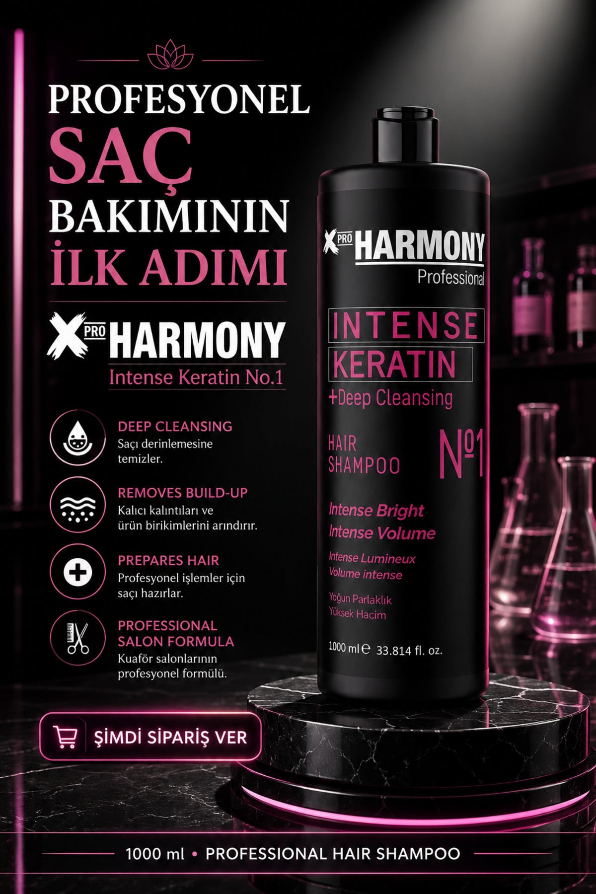 İntense Keratin No 1 Deep Cleansing Hair Shampoo Şampuan 1000 ml