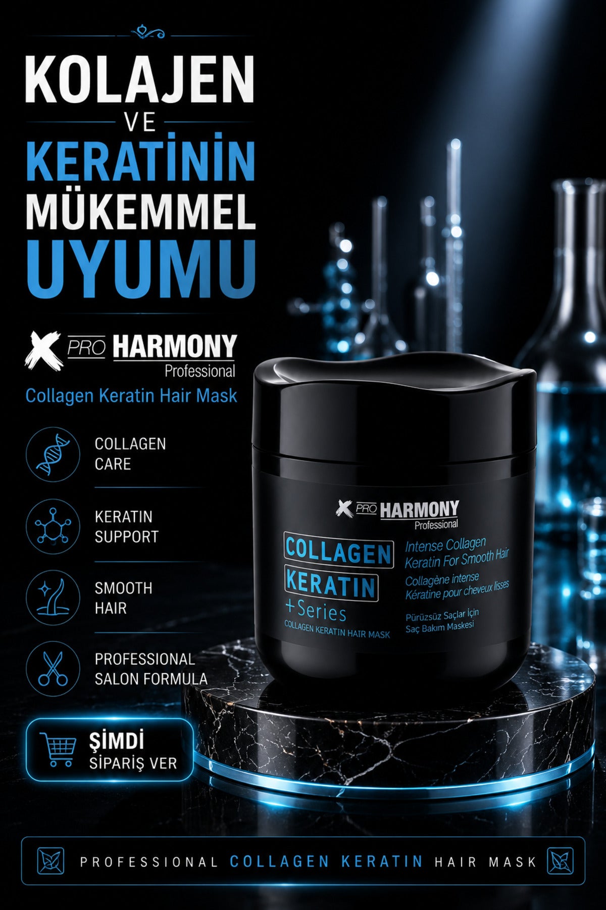 Collagen Keratin Hair Mask Pürüzsüz Saçlar İçin Saç Bakım Maskesi 500 ml