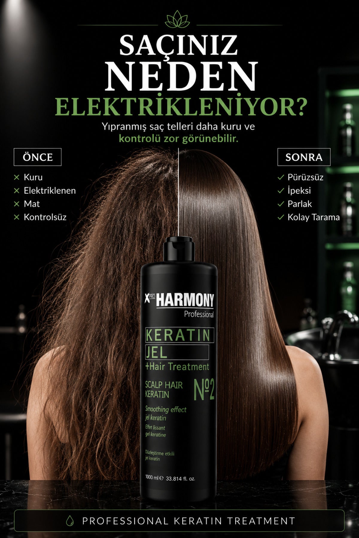 İntense Keratin No 2 Hair Treatment Scalp Hair Keratin Jel Keratin 1000 ml