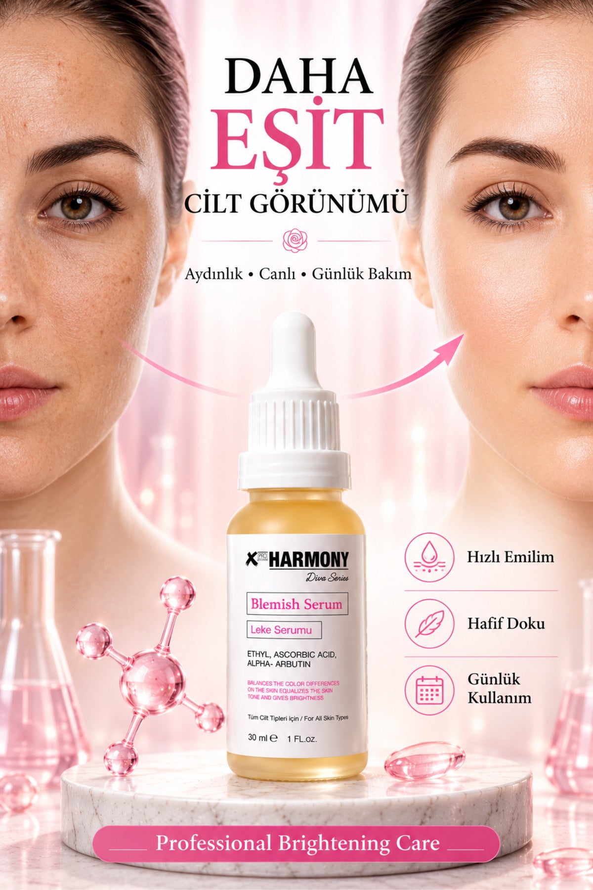 Leke Karşıtı Serum Alpha Arbutin & C Vitamini İçeren Aydınlatıcı Cilt Bakım Serumu 30 ml