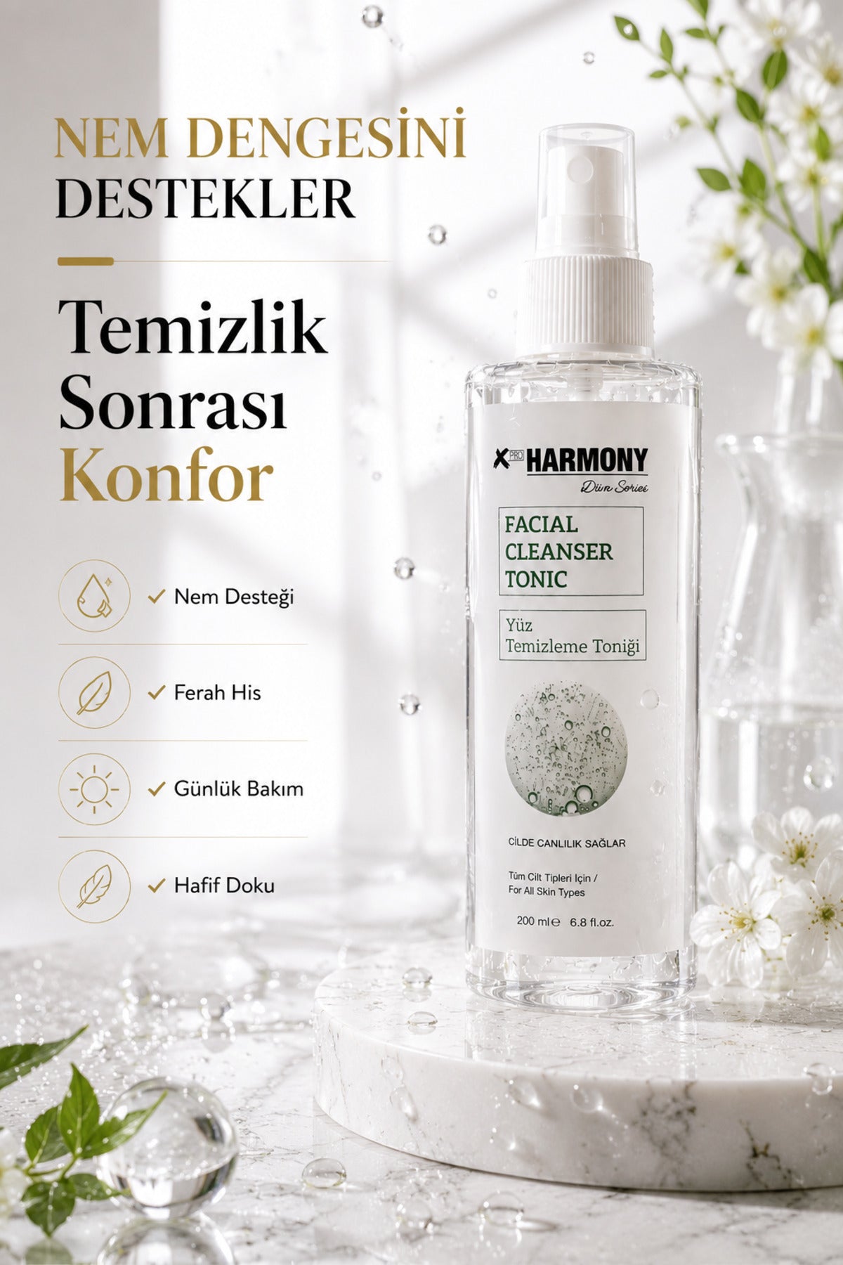 Yüz Temizleme Toniği 200 ml | Cildi Ferahlatan ve Canlandıran Günlük Tonik | Tüm Cilt Tipleri