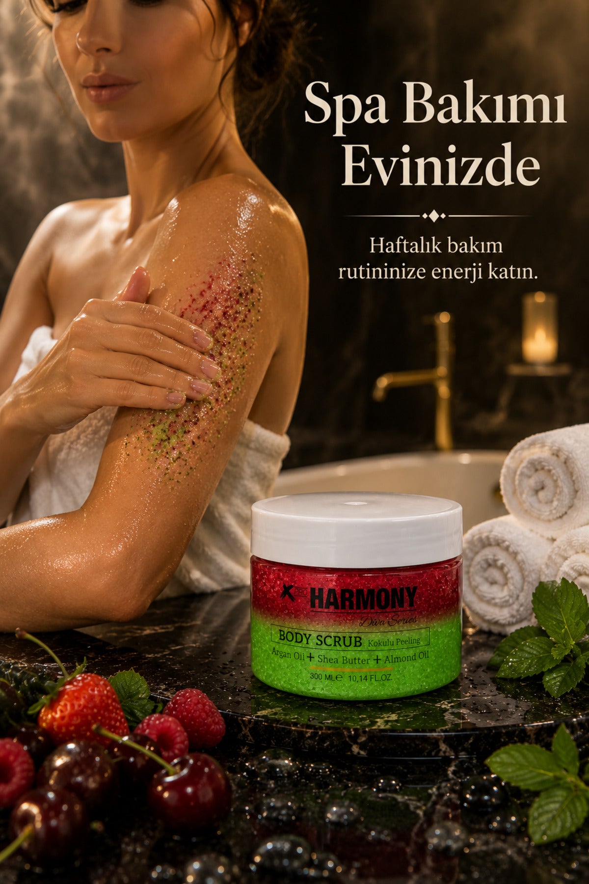 Forest Fruit Body Scrub 300 ml | Shea Butter + Argan Oil + Almond Oil İçeren Vücut Peelingi