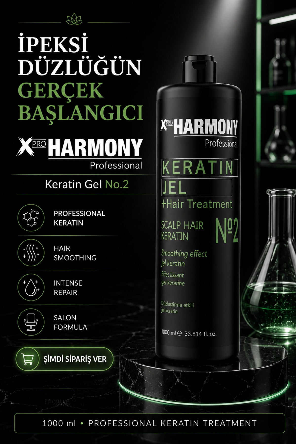 İntense Keratin No 2 Hair Treatment Scalp Hair Keratin Jel Keratin 1000 ml