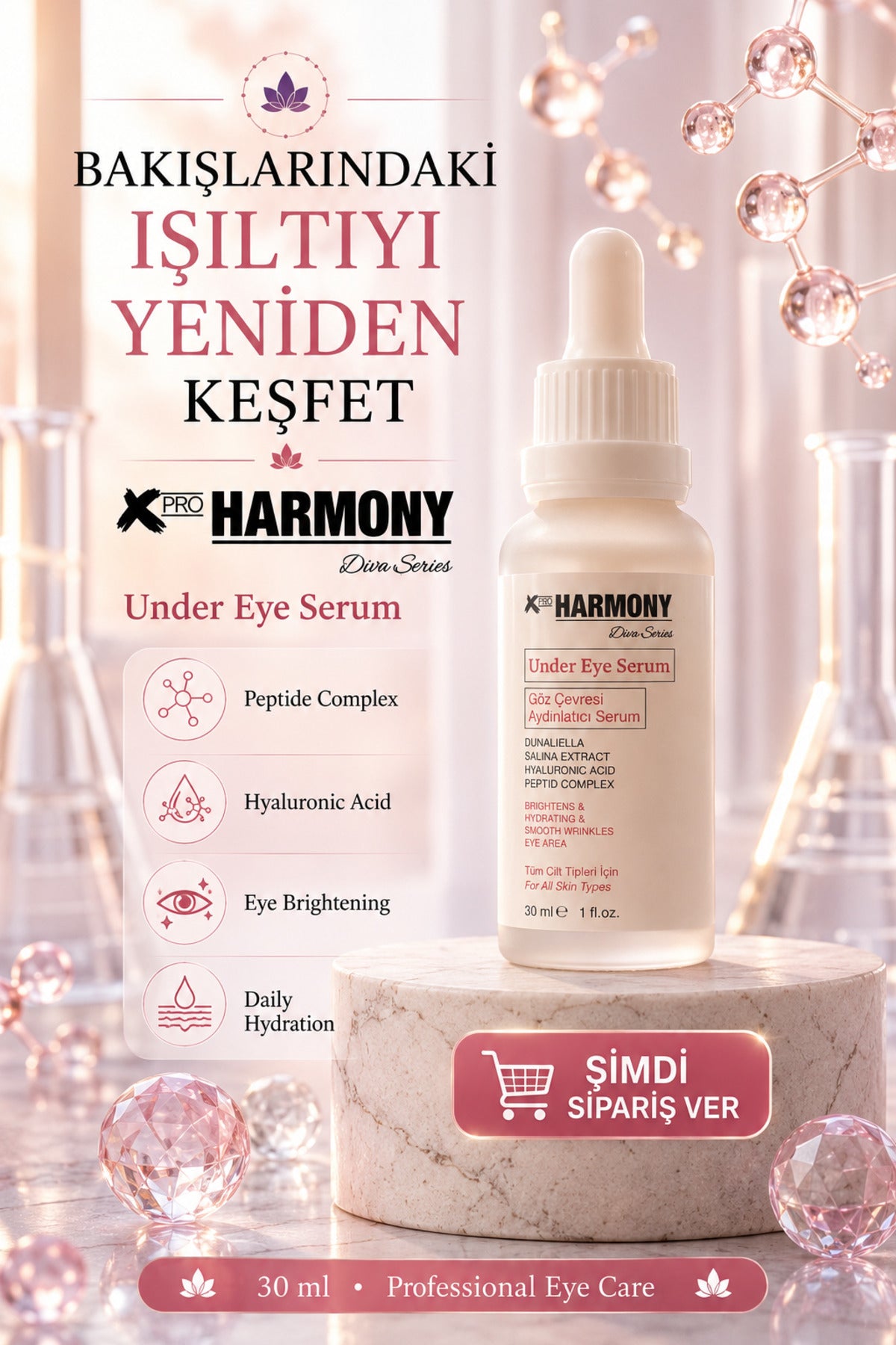 Peptide Complex Göz Çevresi Aydınlatıcı Serum 30 ml | Hyaluronik Asit Destekli Yoğun Nem & Canlı Bakış Etkisi