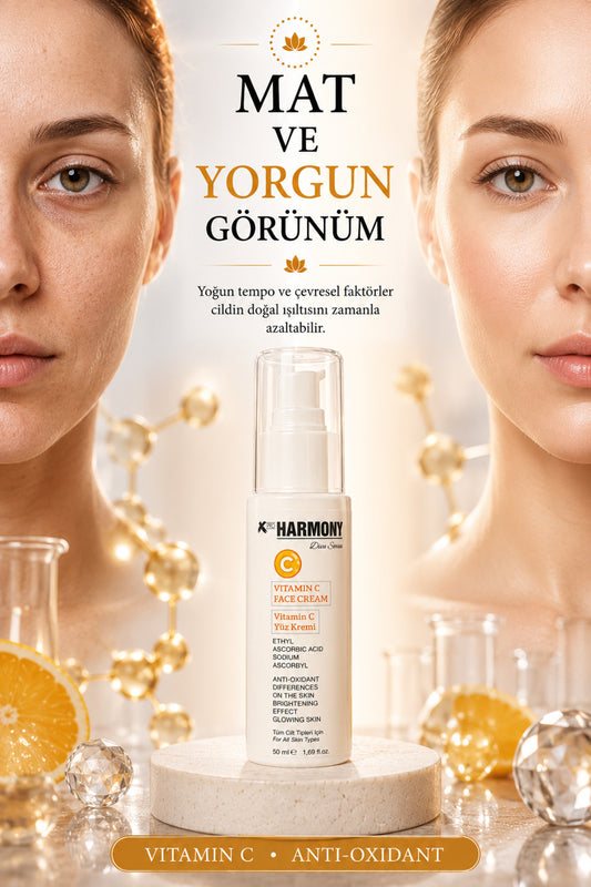Vitamin C Aydınlatıcı Yüz Kremi 50 ml | Antioksidan Günlük Nemlendirici Cilt Tonu Eşitleyici Bakım