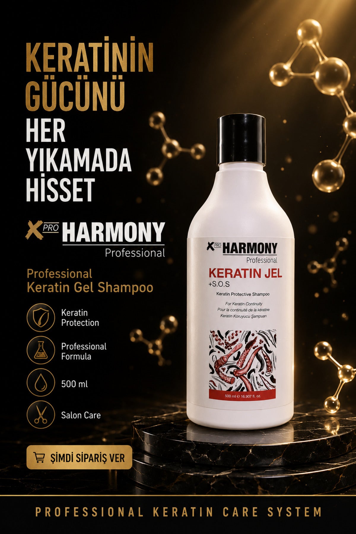 Keratin Jel + S.O.S Protective Shampoo Keratin Koruyucu Şampuan 500 ml