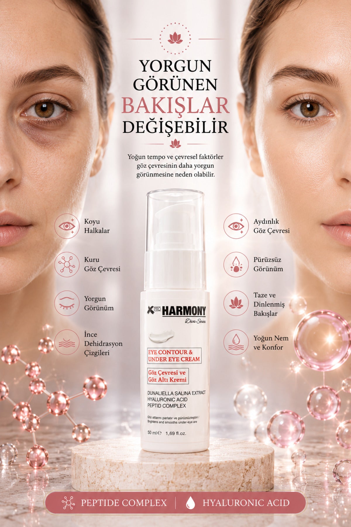 Eye Contour & Under Eye Cream 50 ml | Peptide Complex & Hyaluronic Acid Göz Çevresi Bakım Kremi