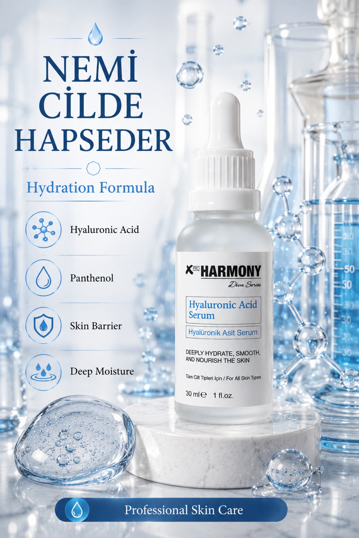 Hyaluronic Acid Serum Yoğun Nem Veren Dolgun Görünüm Sağlayan Cilt Bakım Serumu 30 ml